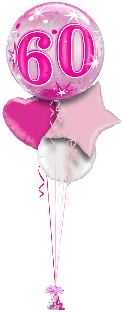 Pink 60th Birthday Bubble Balloon Bunch