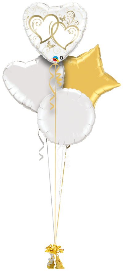 Entwined Hearts Gold Balloon Bunch