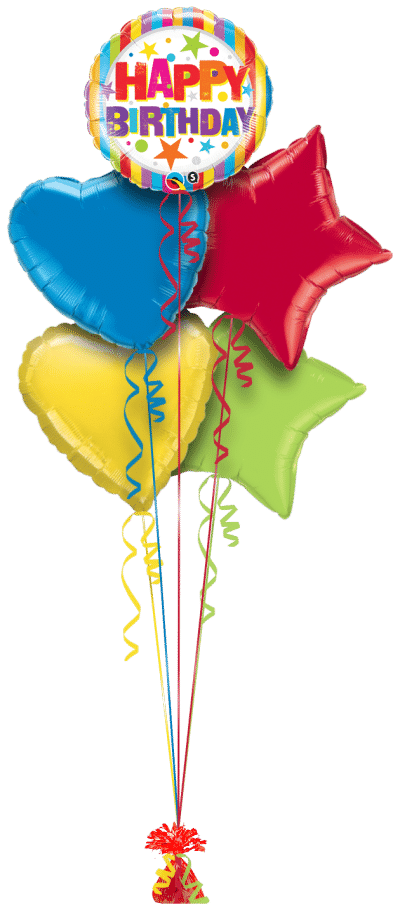 Birthday Stripes and Stars Balloon Bunch