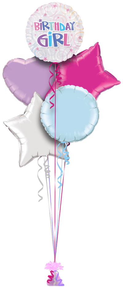 Birthday Girl Swirls Balloon Bunch