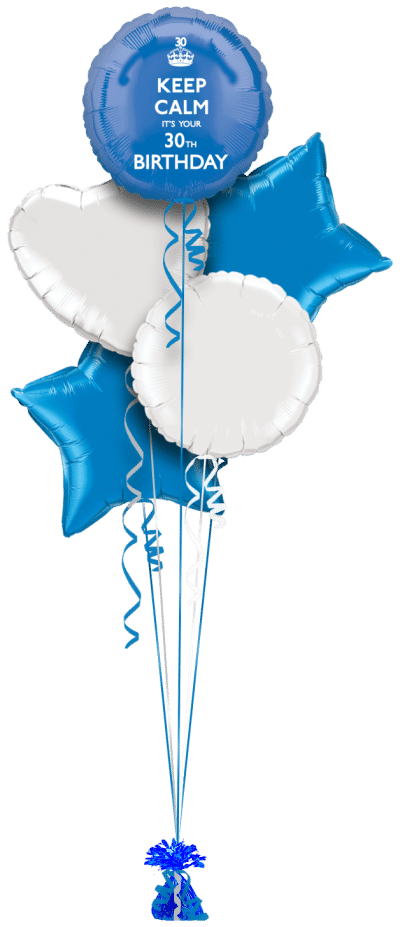 Keep Calm 30th Birthday Balloon Bunch