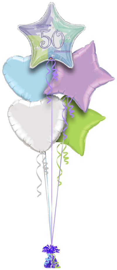 50th Birthday Star Balloon Bunch