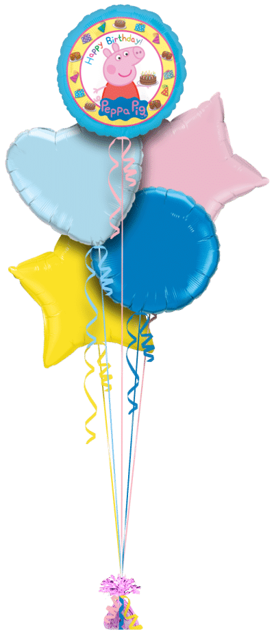 Birthday Cake Peppa Pig Balloon Bunch