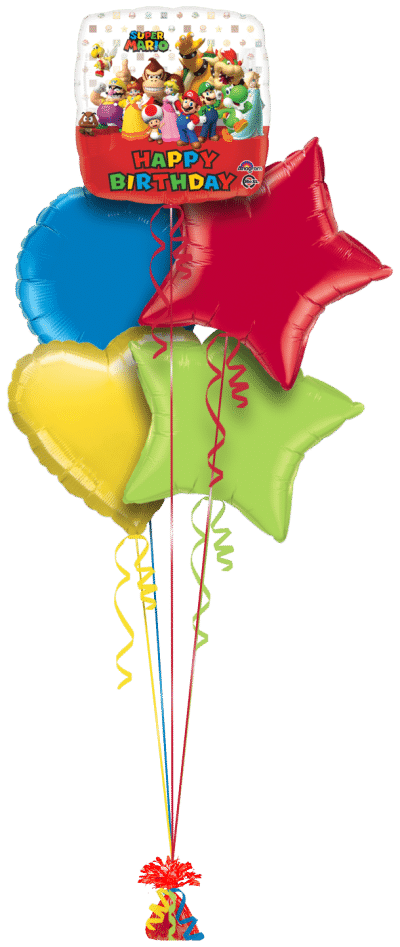 Happy Birthday Super Mario Crew Balloon Bunch