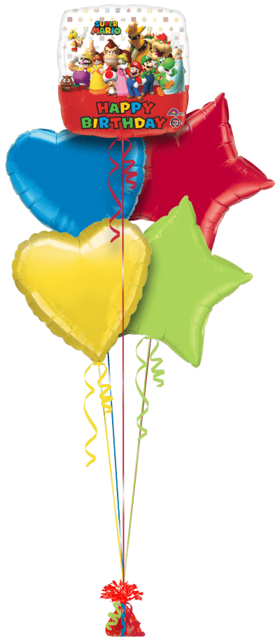 Happy Birthday Super Mario Crew Balloon Bunch
