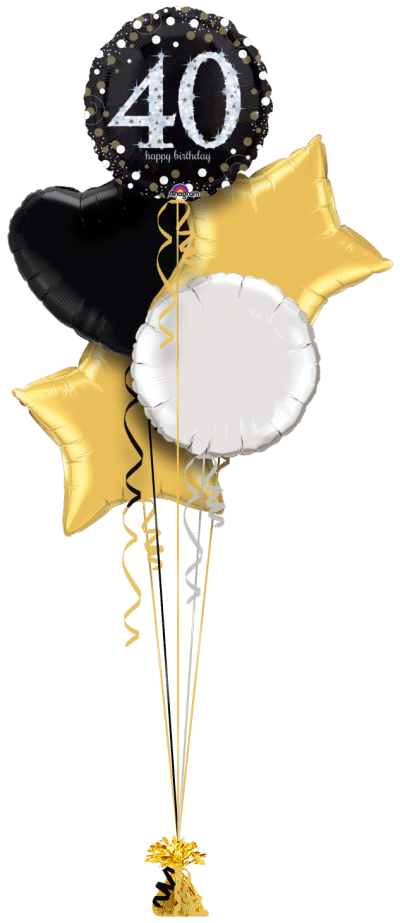 Glimmer Confetti 40th Birthday Balloon Bunch
