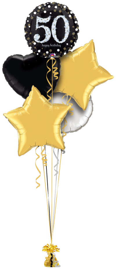 Glimmer Confetti 50th Birthday Balloon Bunch