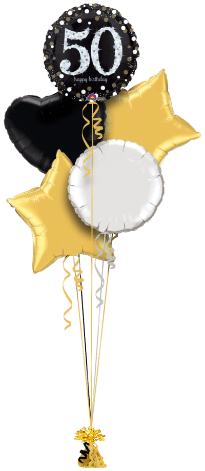 Glimmer Confetti 50th Birthday Balloon Bunch