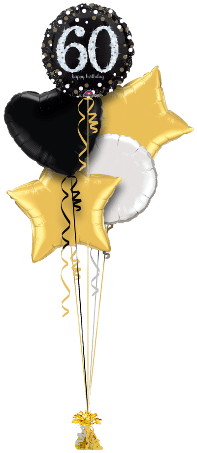 Glimmer Confetti 60th Birthday Balloon Bunch