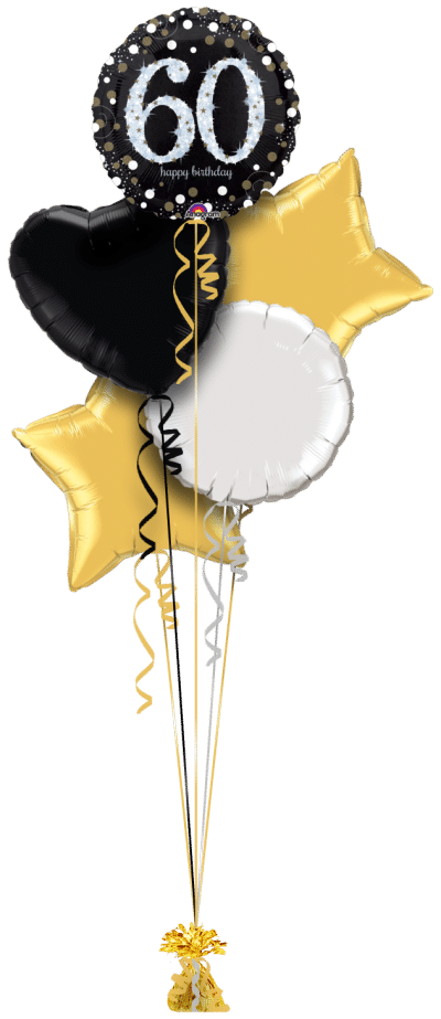 Glimmer Confetti 60th Birthday Balloon Bunch