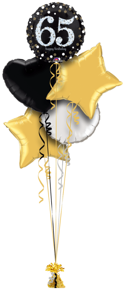 Glimmer Confetti 65th Birthday Balloon Bunch