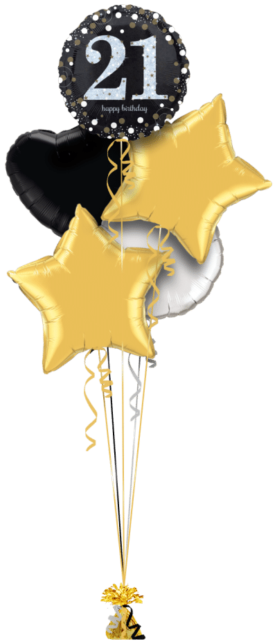 Glimmer Confetti 21st Birthday Balloon Bunch