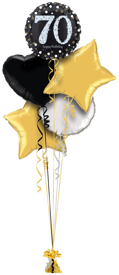Glimmer Confetti 70th Birthday Balloon Bunch
