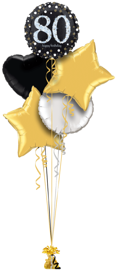 Glimmer Confetti 80th Birthday Balloon Bunch