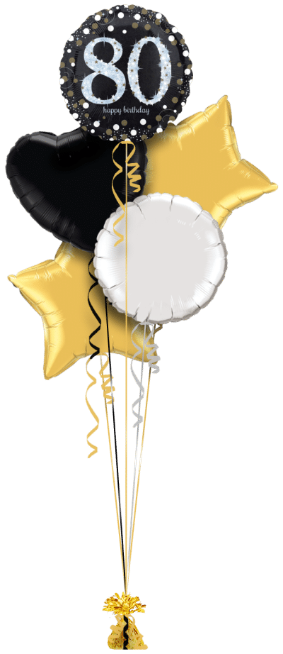 Glimmer Confetti 80th Birthday Balloon Bunch