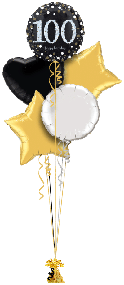 Glimmer Confetti 100th Birthday Balloon Bunch