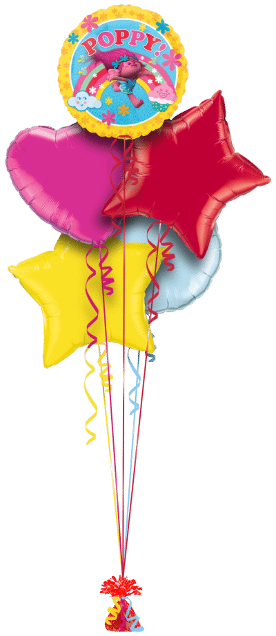 Poppy Troll Rainbow Balloon Bunch