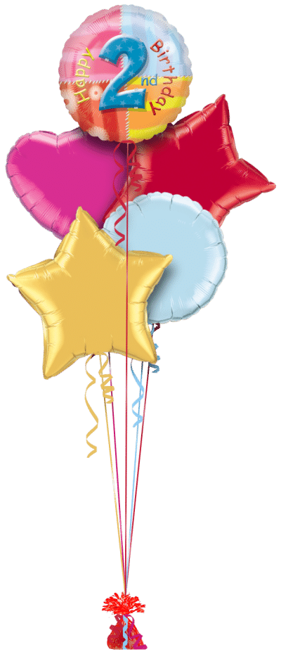 Colourful Happy 2nd Birthday Balloon Bunch