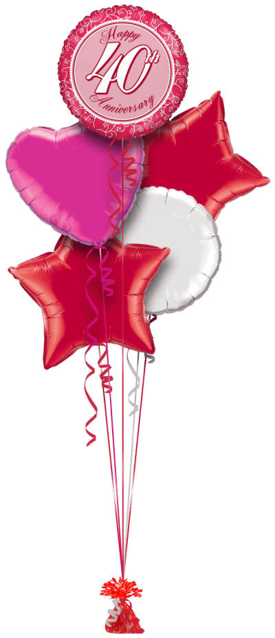 40th Anniversary Reds Balloon Bunch