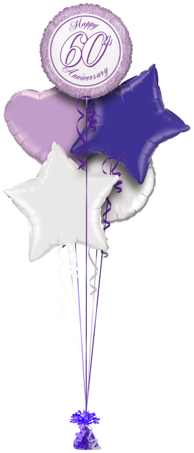 60th Anniversary Purples Balloon Bunch