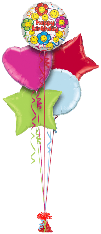 Happy Birthday Funky Smileys Balloon Bunch
