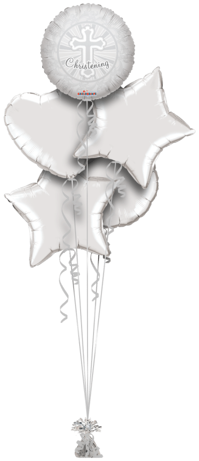 Silver Christening Cross Balloon Bunch