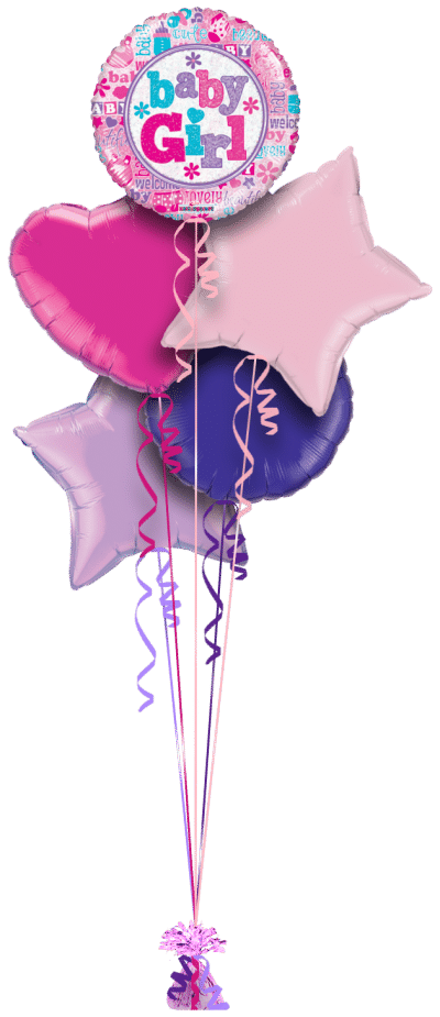 Baby Girl Shimmer Balloon Bunch
