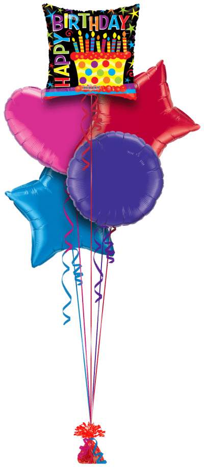 Colourful Cake Birthday Balloon Bunch