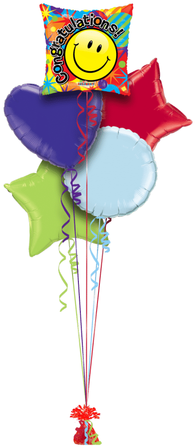 Congratulations Smiling Celebration Balloon Bunch