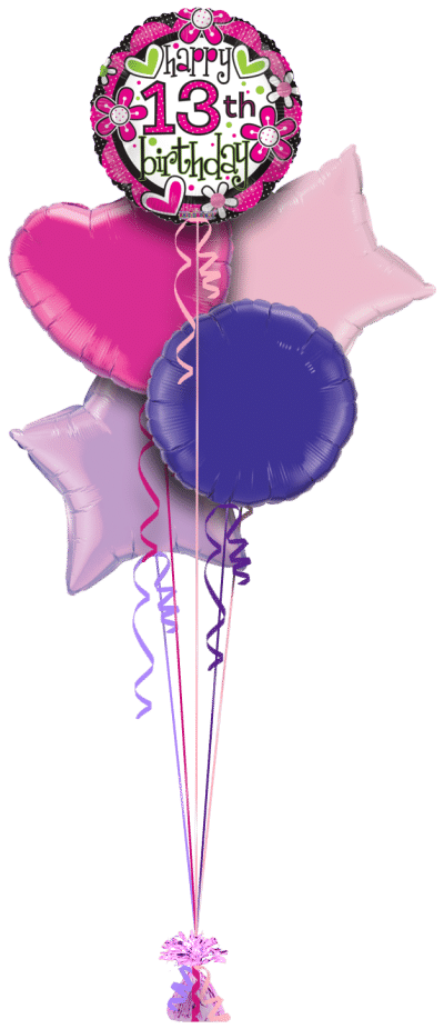 Happy 13th Birthday Girl Balloon Bunch