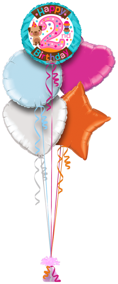 2nd Birthday Girl Balloon Bunch