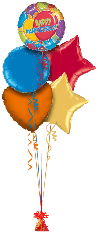 Anniversary Balloons and Stars Balloon Bunch