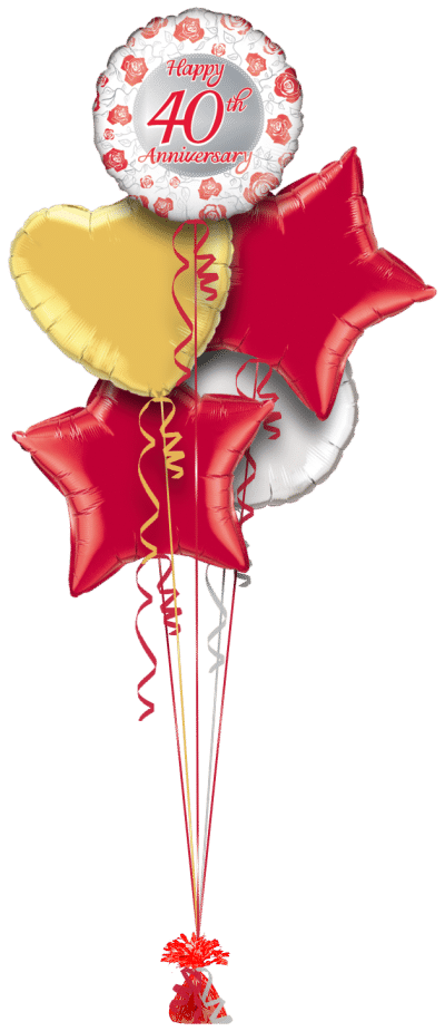 Happy 40th Anniversary Balloon Bunch