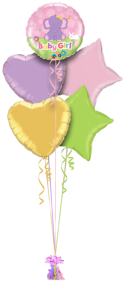 Baby Girl Elephant Balloon Bunch
