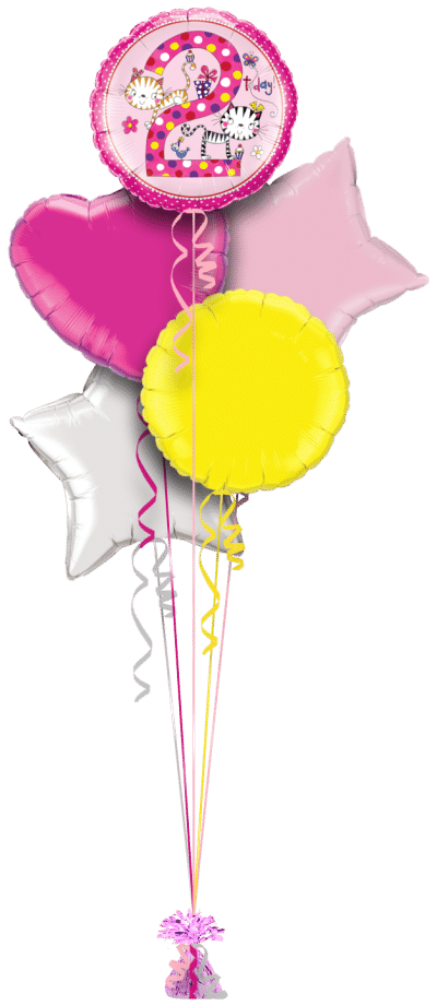 Fun 2nd Birthday Girl Balloon Bunch