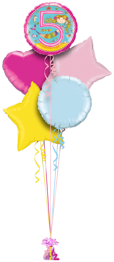 Fun 5th Birthday Girl Balloon Bunch