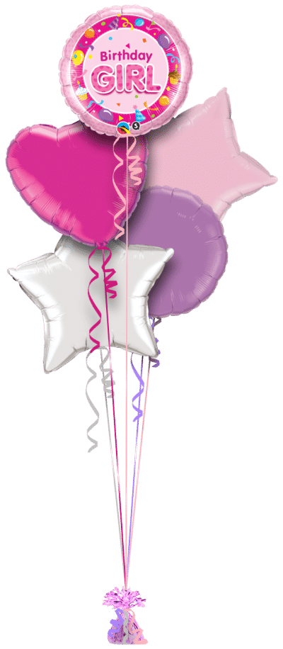 Birthday Pink Girl Balloon Bunch