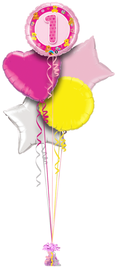 Birthday Girl 1st Balloon Bunch