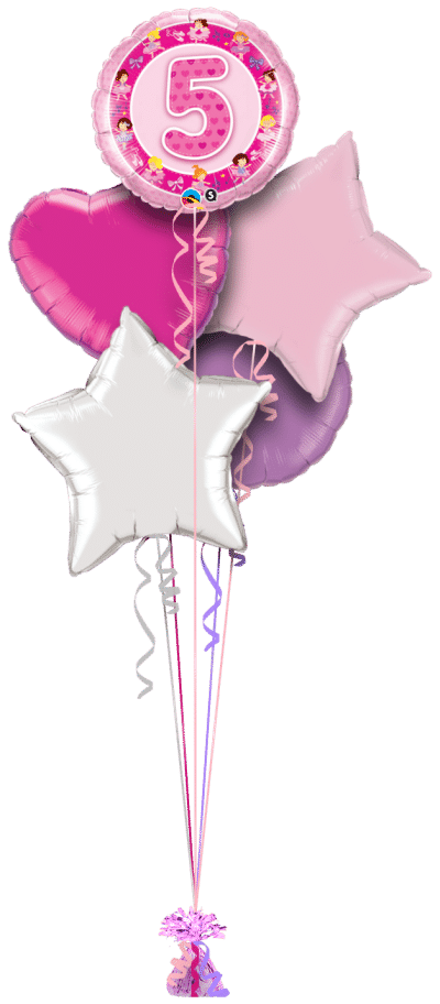 Birthday Girl 5th Balloon Bunch