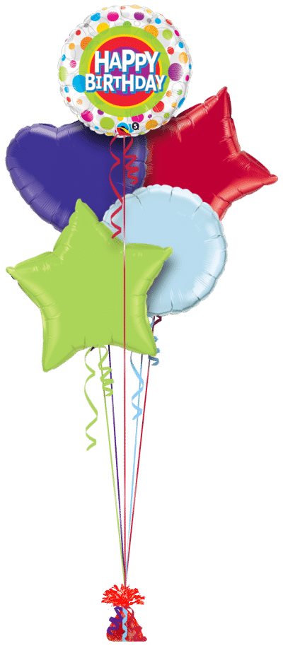 Birthday Colourful Dots Balloon Bunch