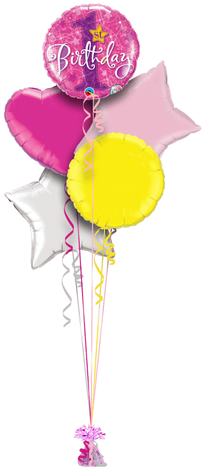 Girls 1st Birthday Shimmer Balloon Bunch