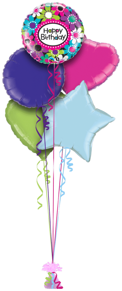 Birthday Daisy Patterns Balloon Bunch