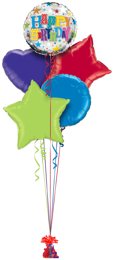 Happy Birthday Bright Stars Balloon Bunch