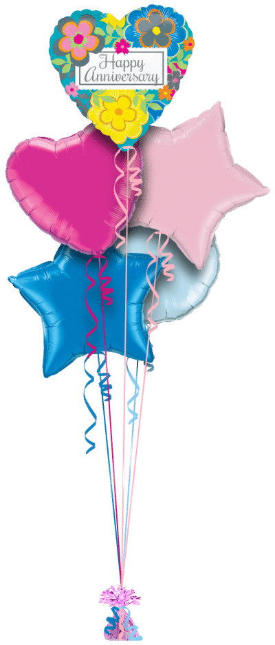 Bright Floral Anniversary Balloon Bunch