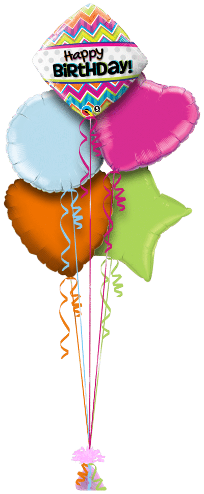 Birthday Chevron Patterns Balloon Bunch