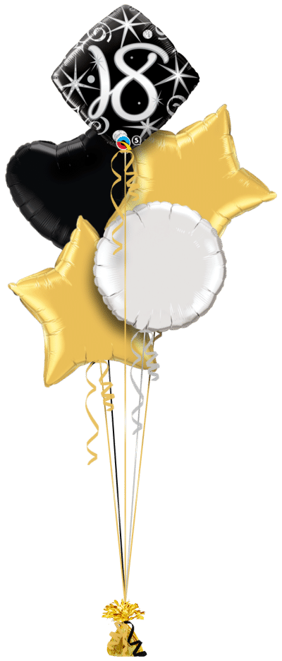 18th Birthday Diamond Stars Balloon Bunch
