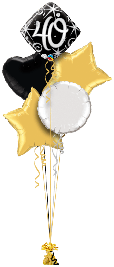 40th Birthday Diamond Stars Balloon Bunch