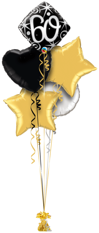 60th Birthday Diamond Stars Balloon Bunch