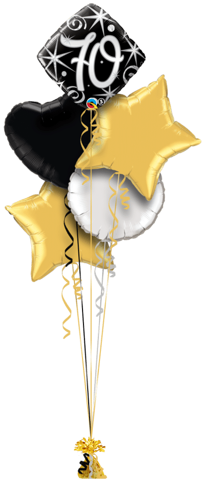 70th Birthday Diamond Stars Balloon Bunch
