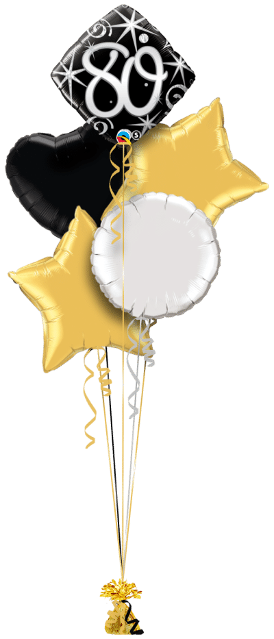 80th Birthday Diamond Stars Balloon Bunch